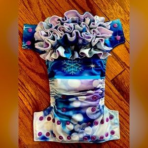 Bella Luna boutique ruffle cloth diaper snowflakes